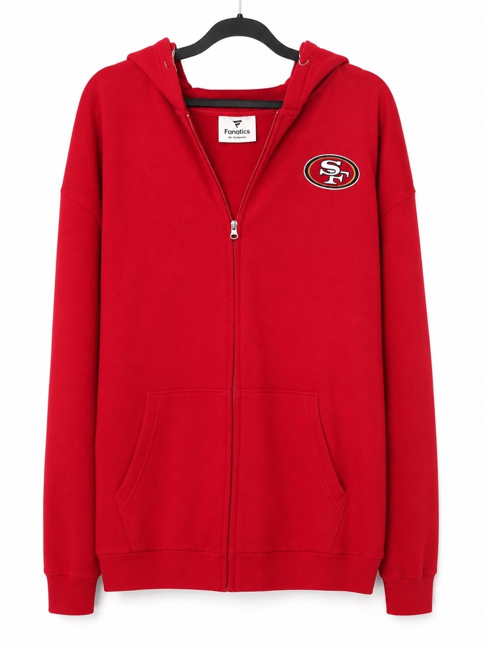 SF 49ers Red Full-Zip Hoodie with Branded Neck Tag